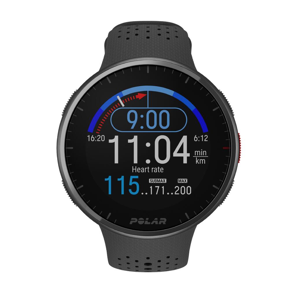 Išmanusis GPS laikrodis su pulso matuokliu ir integruotu barometru „Polar Pacer Pro“, juoda