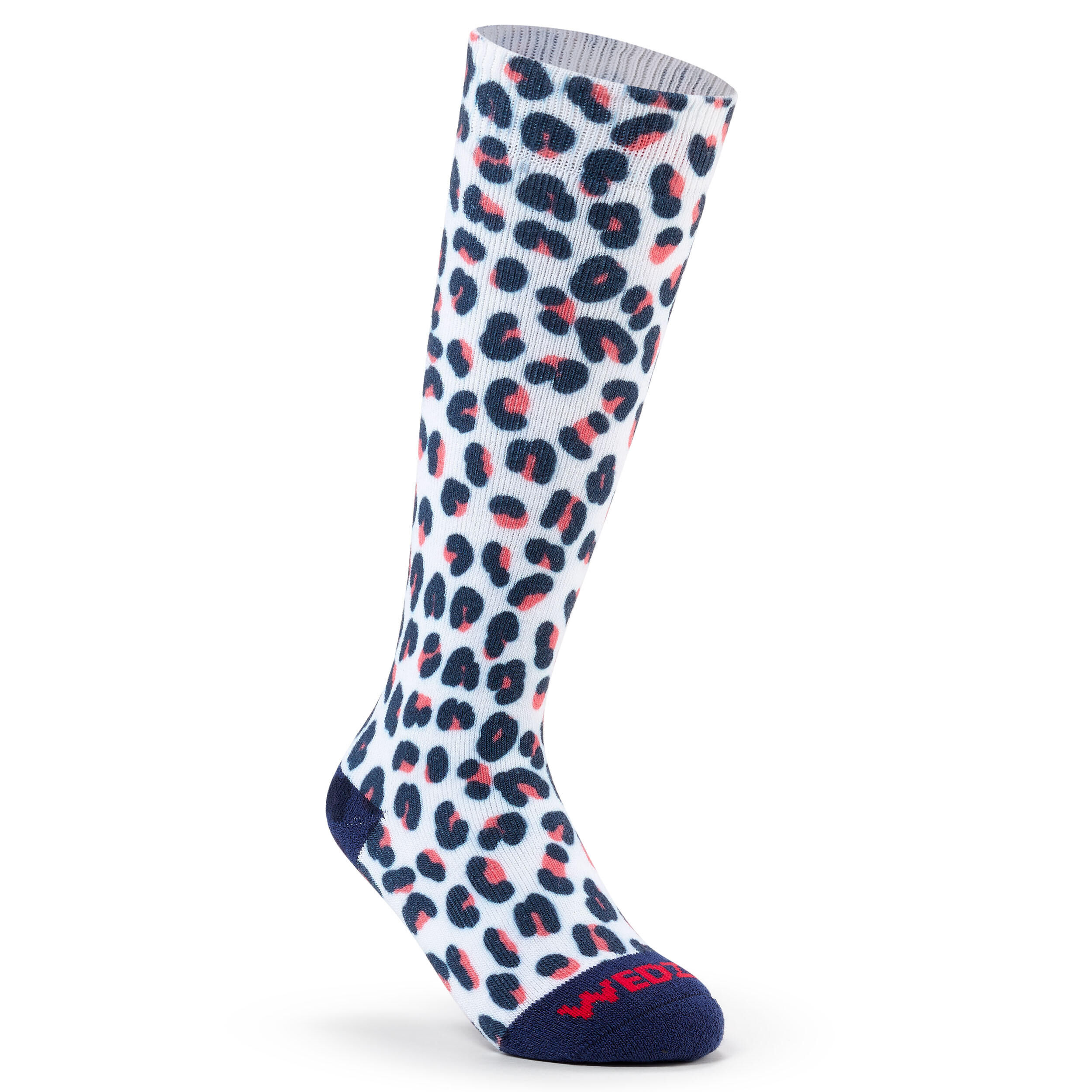 WEDZE KIDS’ SKI AND SNOWBOARD SOCKS 100 - LEOPARD