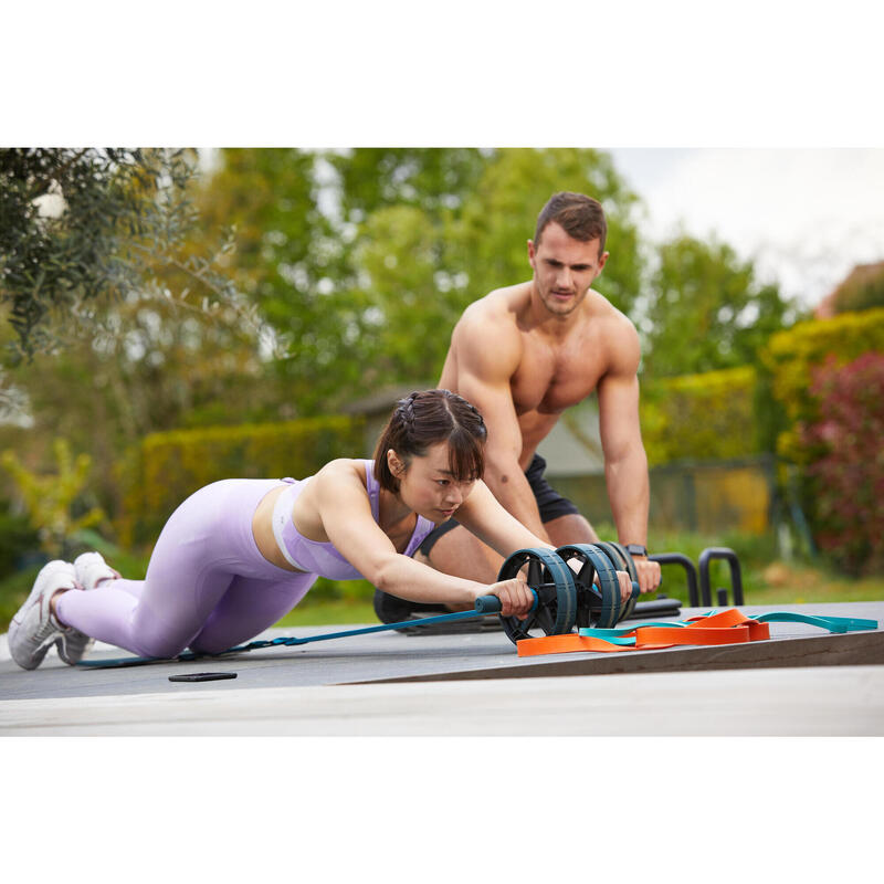Roda de Abdominais de Musculação com/sem Fita Elástica AB Wheel Evolutiva
