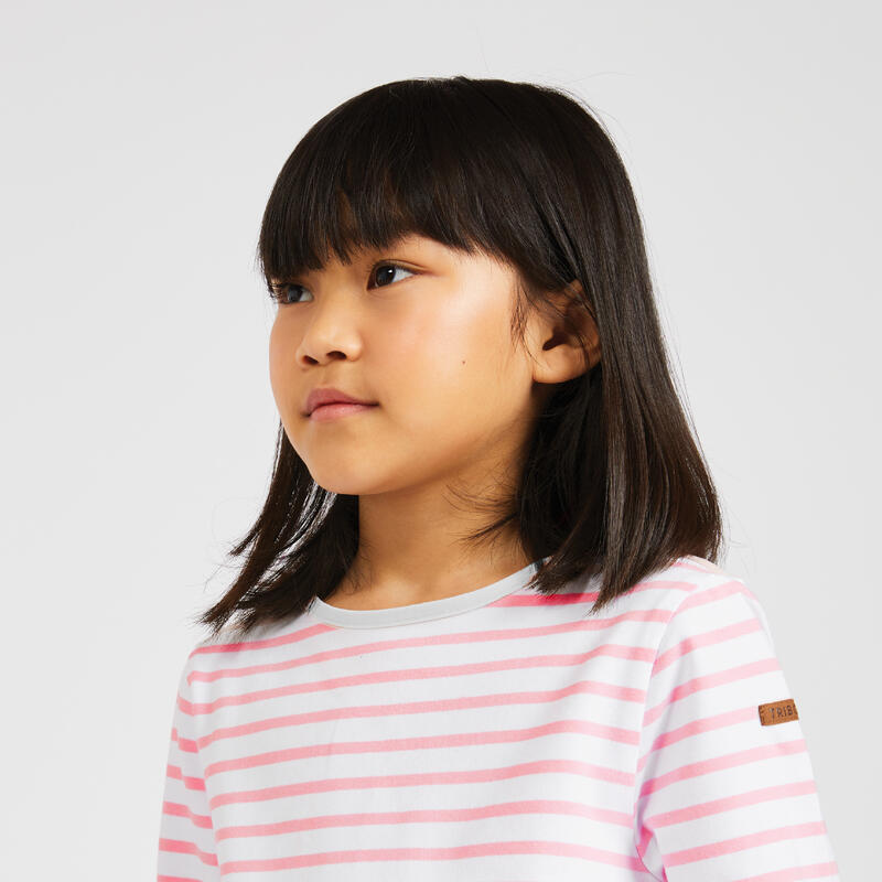 Dívčí tričko s dlouhým rukávem na jachting Sailing 100 růžové