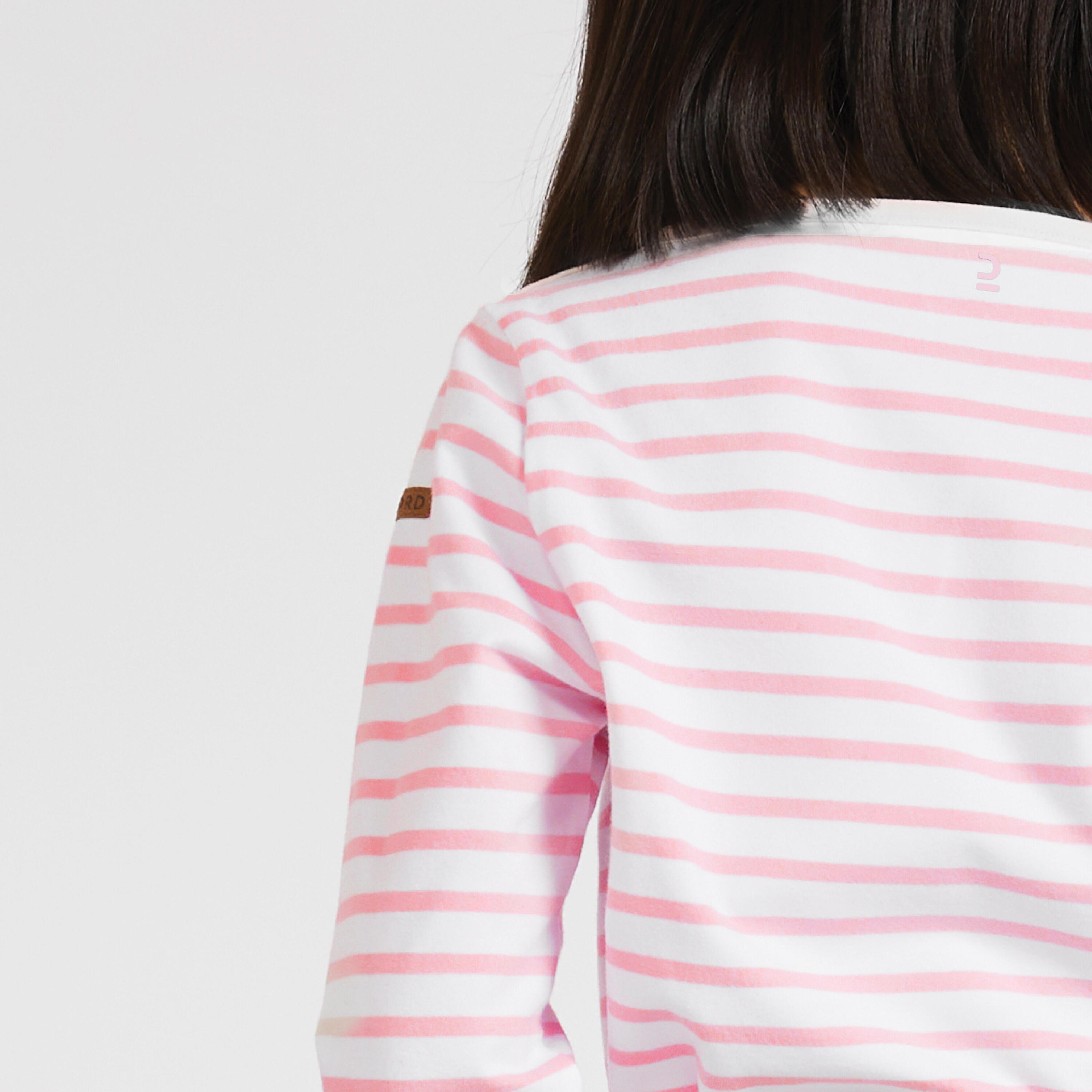 Camiseta vela manga larga marinera Niños Tribord Sailing 100 blanca rayas rosas 6/6