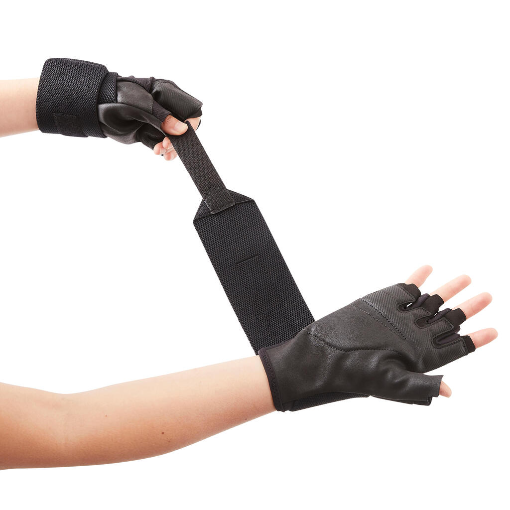 Pohodlné rukavice na posilňovanie s bandážou - čierne