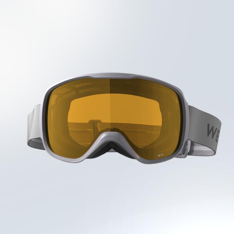 MASQUE DE SKI ET DE SNOWBOARD MAUVAIS TEMPS ENFANT ET ADULTE - G 500 S1 - GRIS