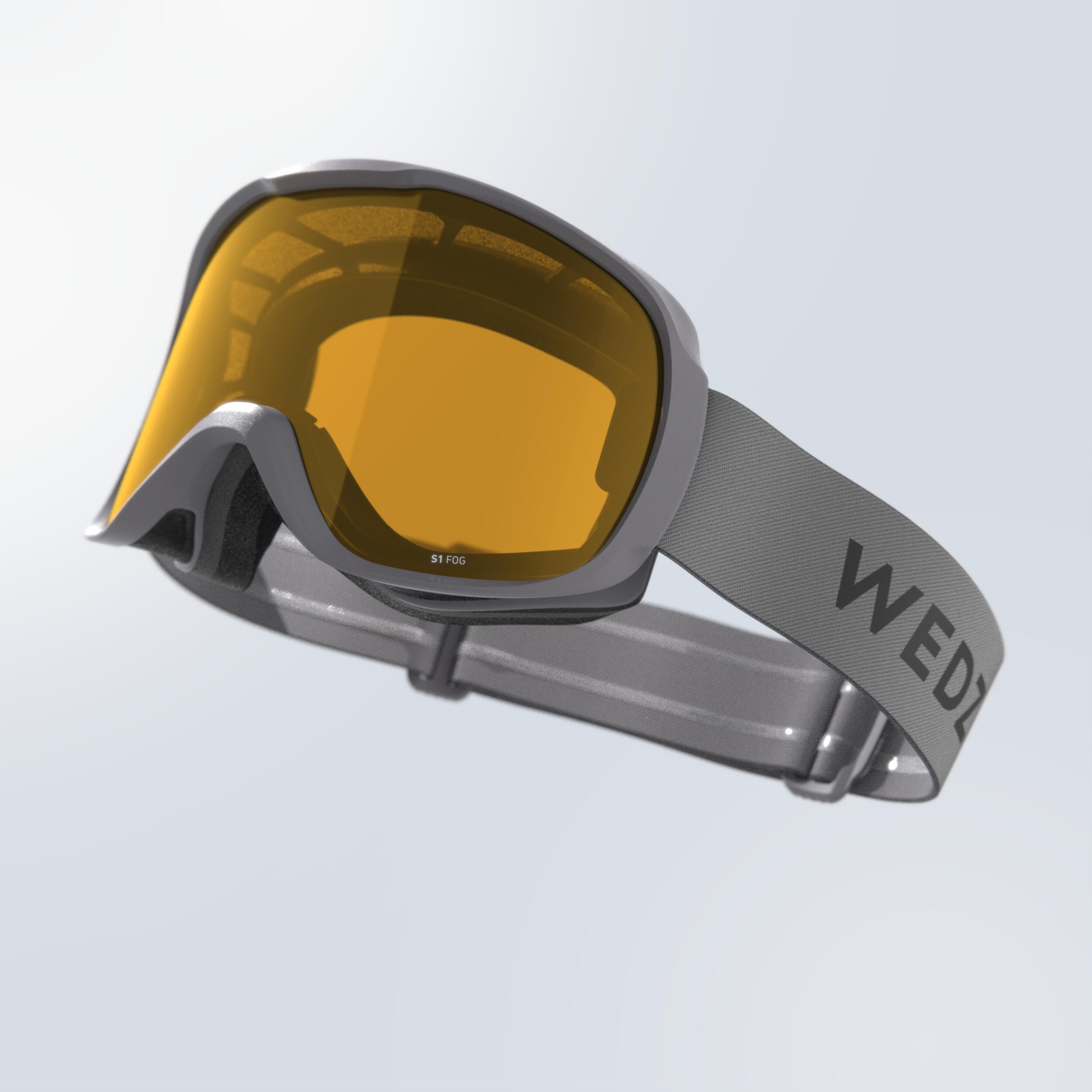 CHILDREN'S AND ADULTS' BAD WEATHER SKI AND SNOWBOARD GOGGLES - G 500 S1 - GREY