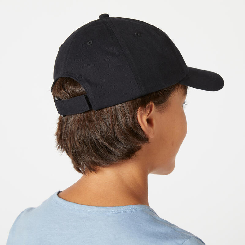 Cappellino bambino ginnastica W 500 cotone nero con stampa
