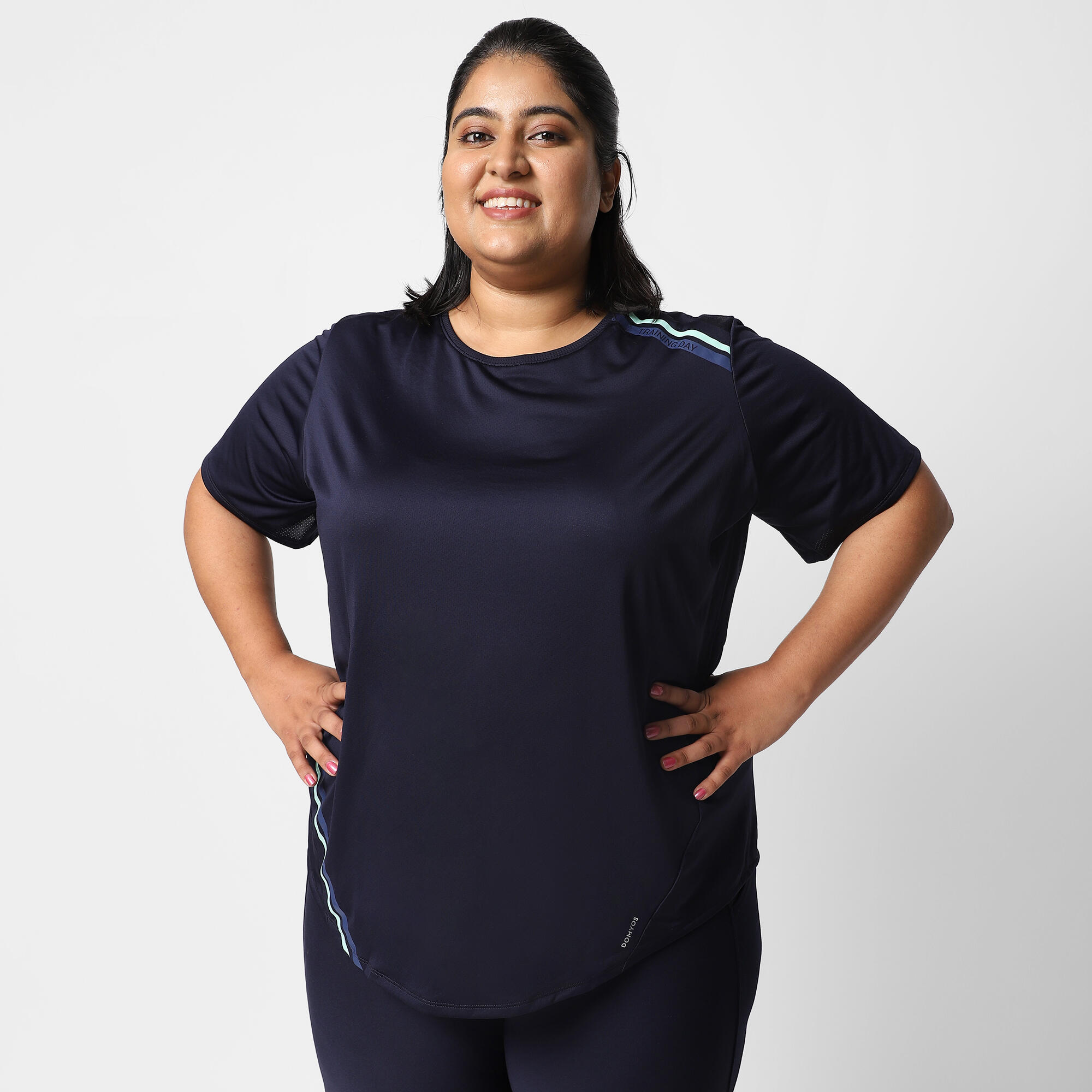 Women Gym Tshirt Polyester Plus Navy