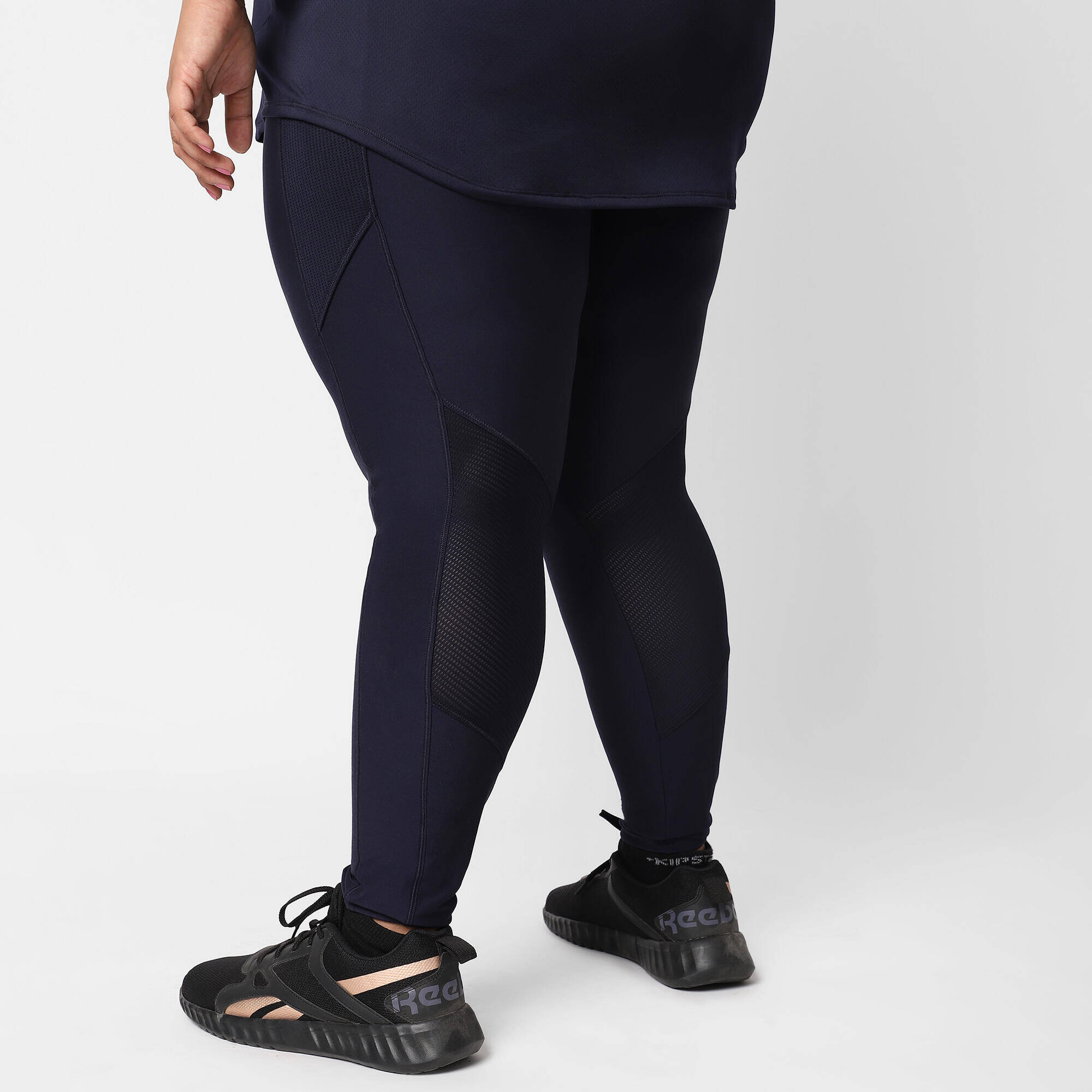 Women Gym Leggings Polyester Plus Size FTI120L Navy Blue