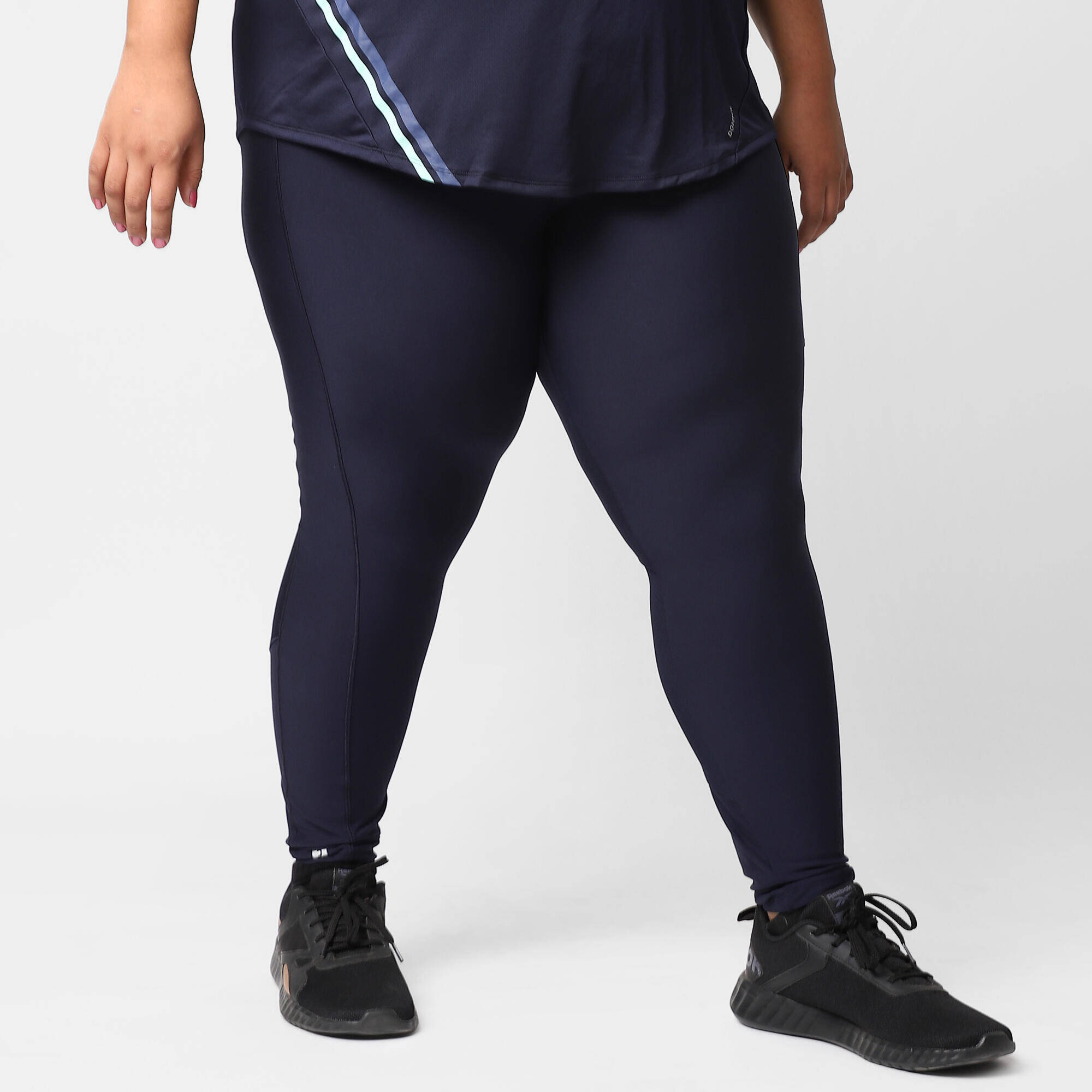 Women Gym Leggings Polyester Plus Size FTI120L Navy Blue -  3