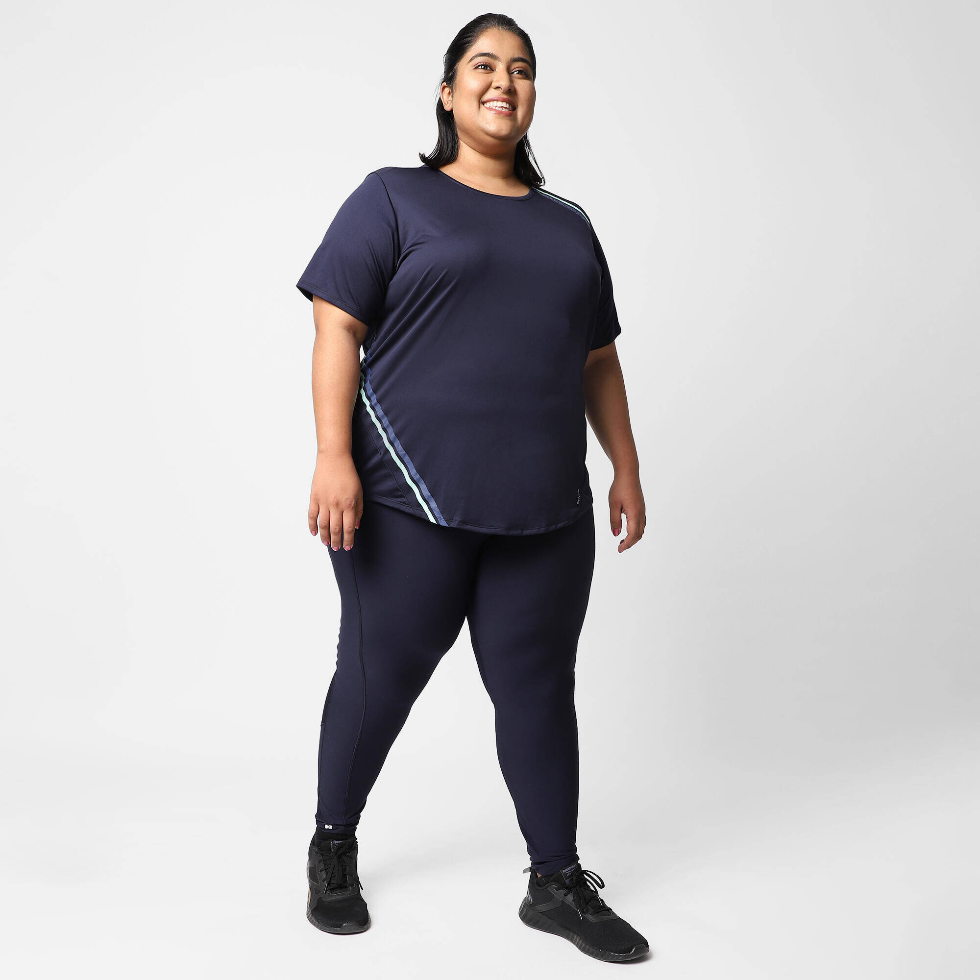 Women Gym Leggings Polyester Plus Size FTI120L Navy Blue -  2