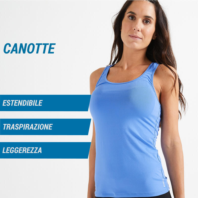 Canotta donna fitness my top 100 taglio aderente blu lavanda