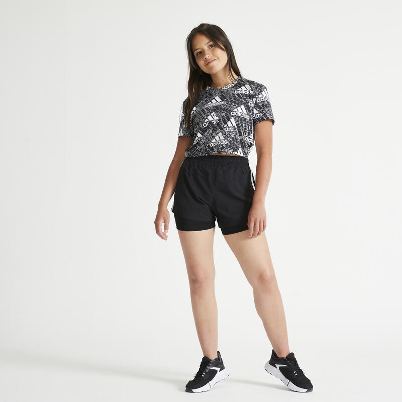 Útil Medición esculpir Camiseta Fitness Cardio Brand Love Adidas Mujer Negro Cropped | Decathlon