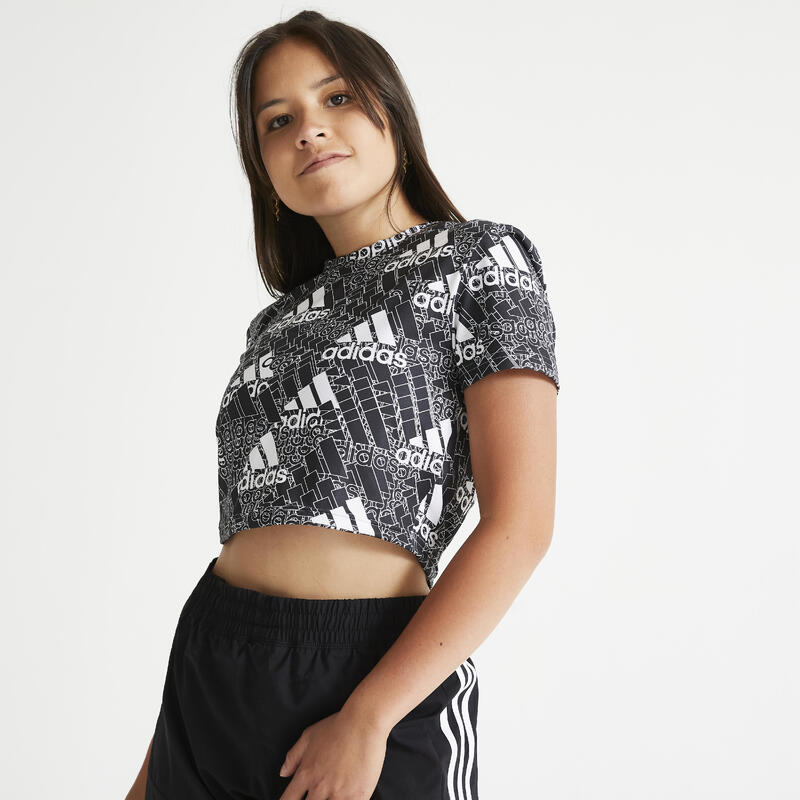 Útil Medición esculpir Camiseta Fitness Cardio Brand Love Adidas Mujer Negro Cropped | Decathlon