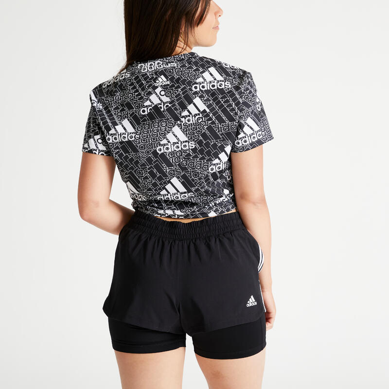 T-SHIRT CROPPED DE FITNESS CARDIO BRAND LOVE ADIDAS FEMME NOIR