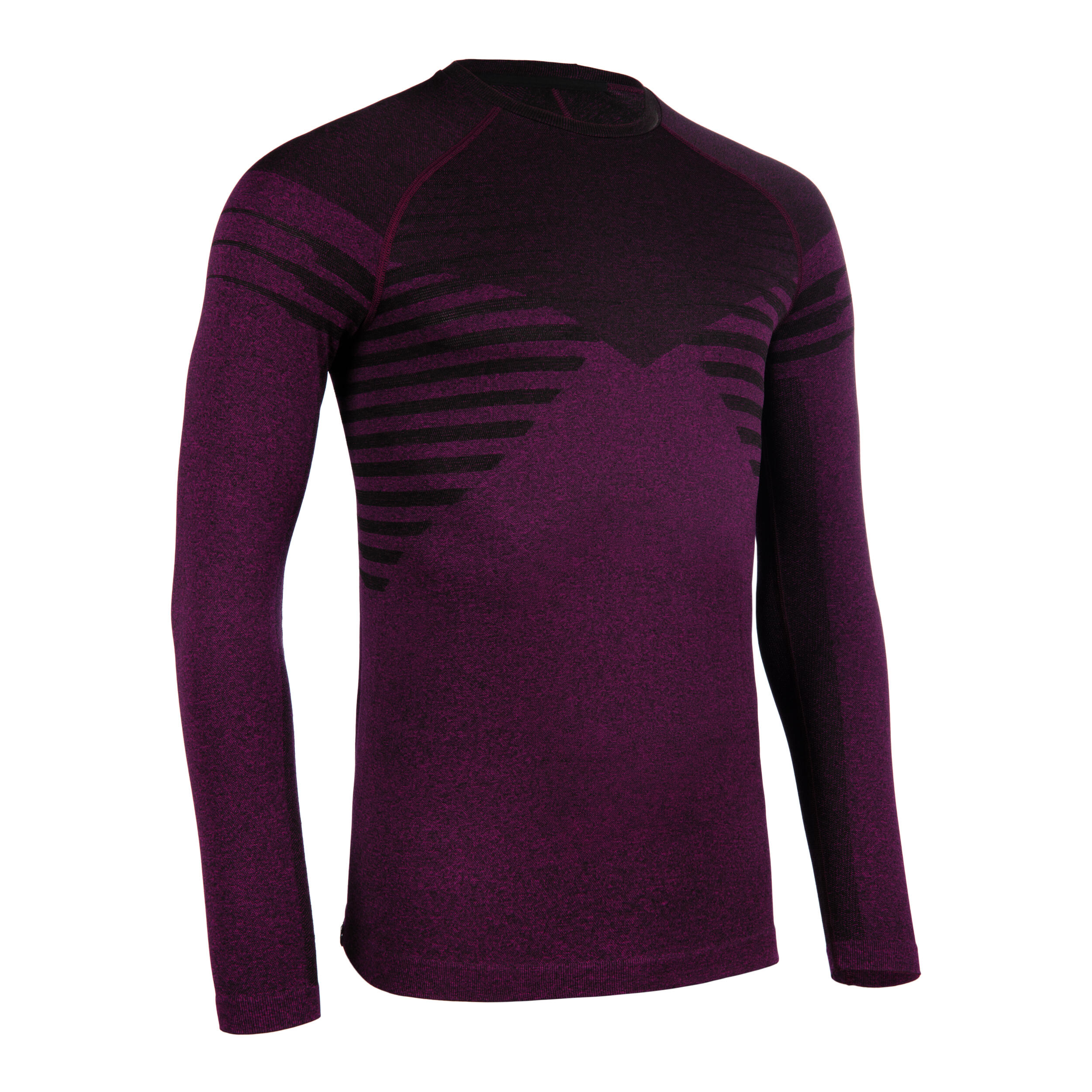 EVADICT MEN'S LONG-SLEEVED SEAMLESS COMFORTABLE TRAIL RUNNING T-SHIRT - BLACK BURGUNDY