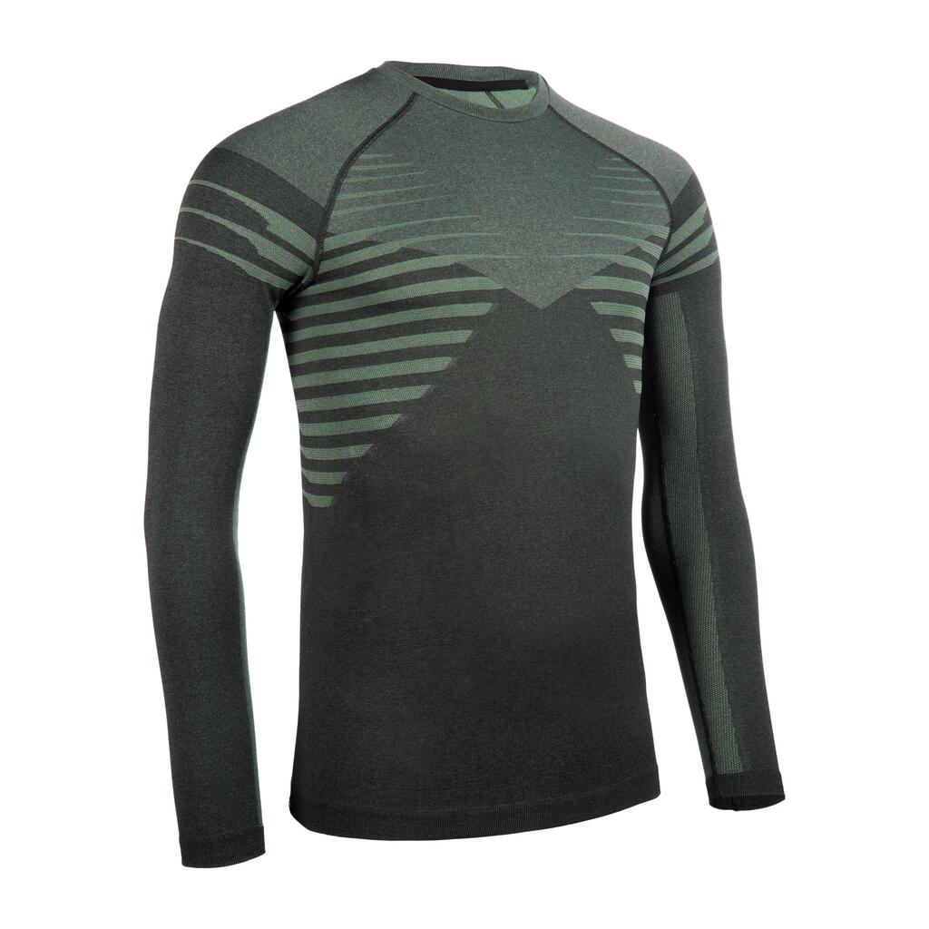 Men's Trail Running Long-Sleeved Seamless Comfort Jersey - black khaki