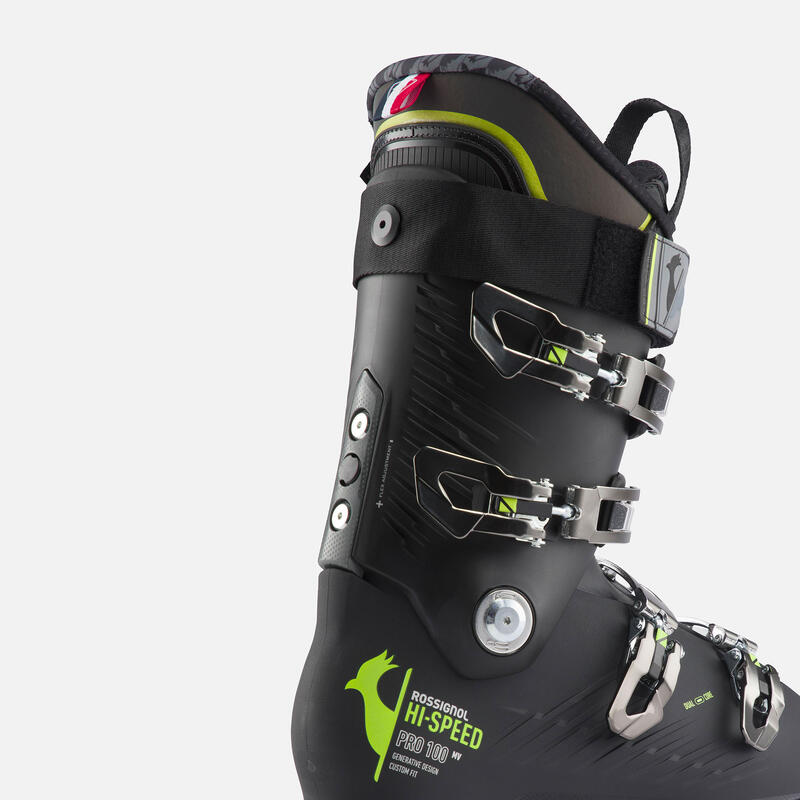 CHAUSSURES DE SKI PISTE CONFIRMÉ HOMME - ROSSIGNOL HI-SPEED 100 MV NOIR/VERT