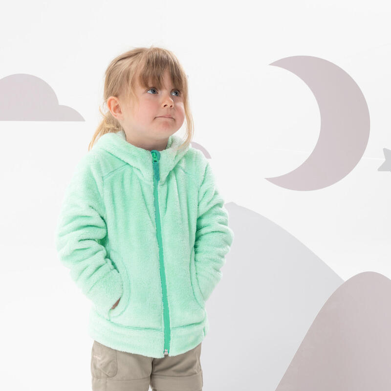 Veste polaire chaude de randonnée enfant 2-6 ans, NH500 zip vert