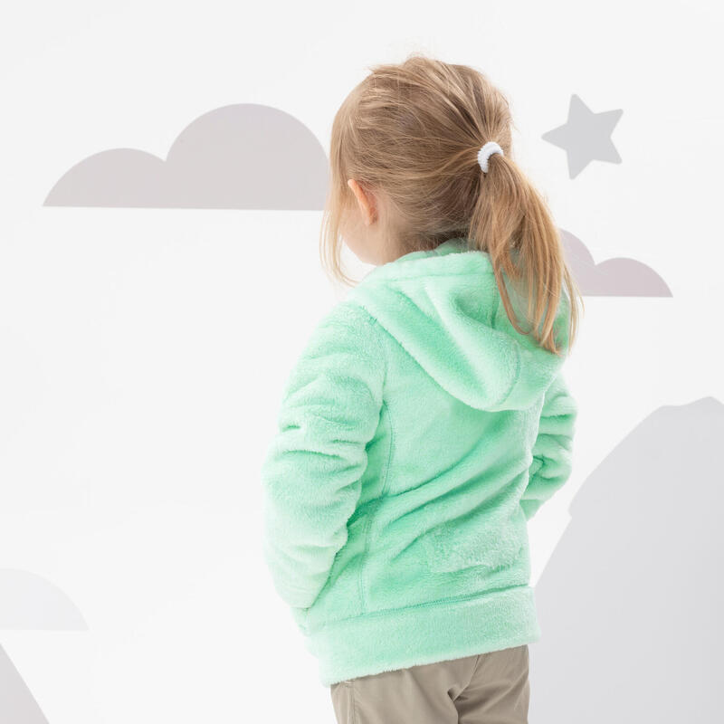 Warme fleece jas voor wandelen MH500 turquoise kinderen 2-6 jaar