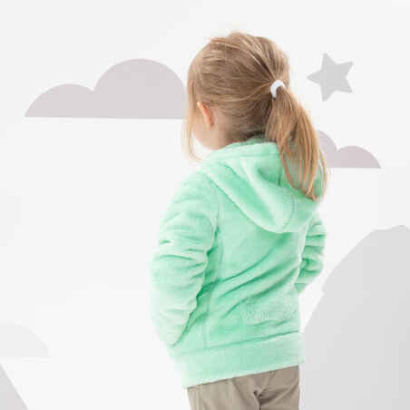 Mergaičių šiltas fliso džemperis „MH500“, 2–6 metų vaikams, žalsvas