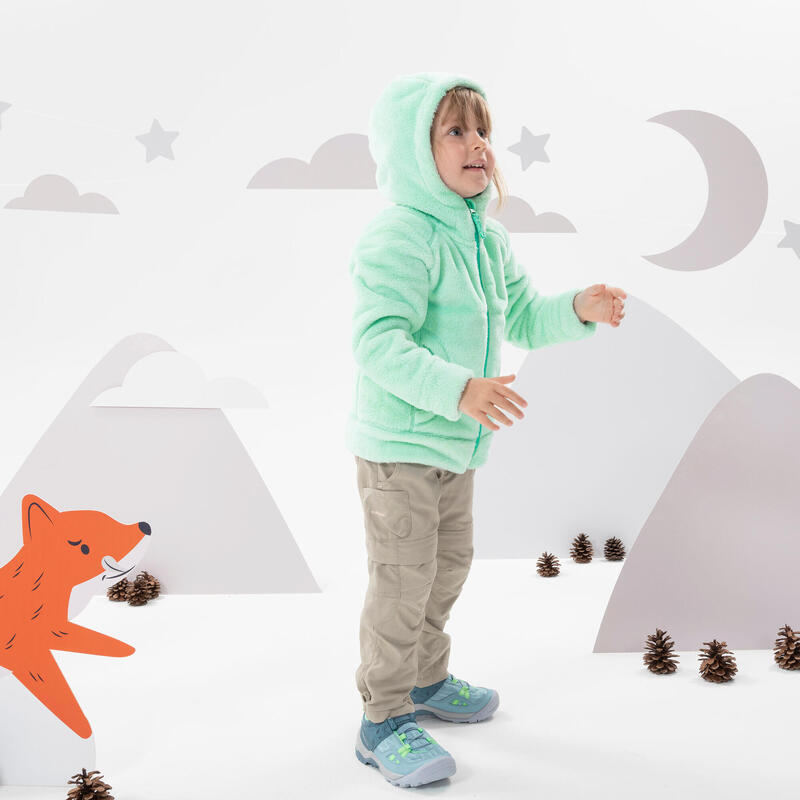 Veste polaire chaude de randonnée enfant 2-6 ans, NH500 zip vert