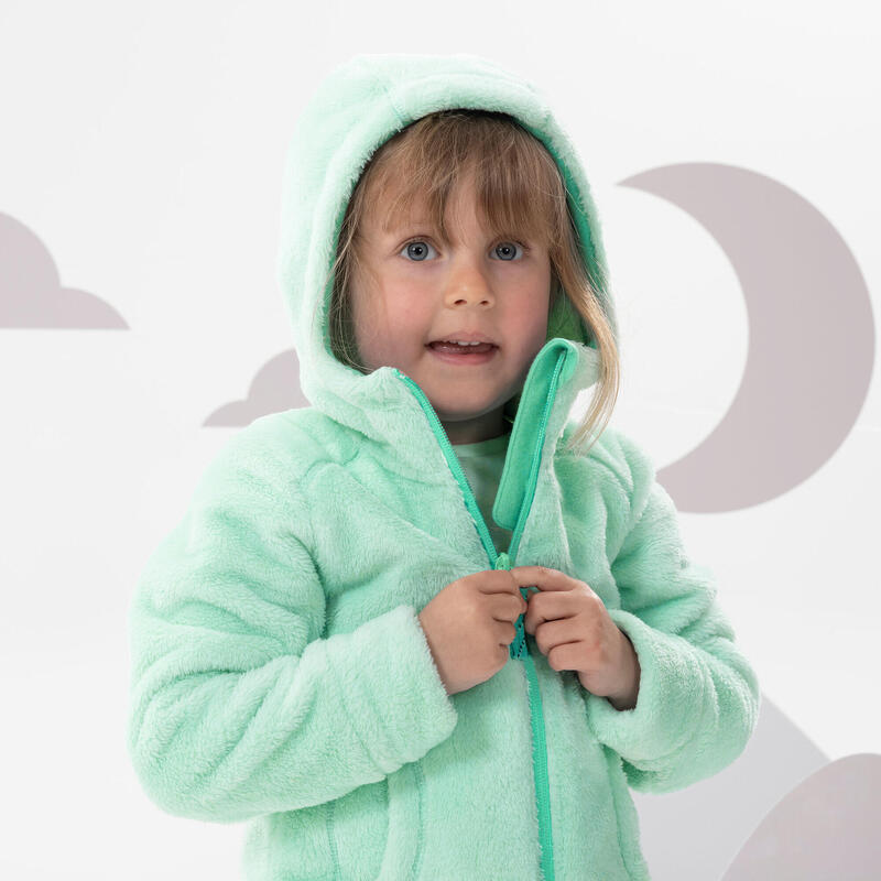 Warme fleece jas voor wandelen MH500 turquoise kinderen 2-6 jaar