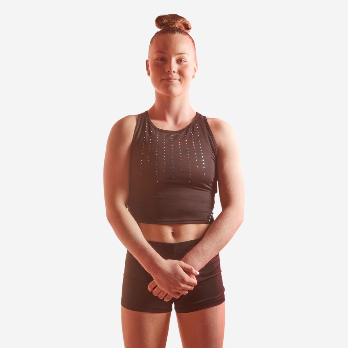 Crop top dos nageur gym fille noir