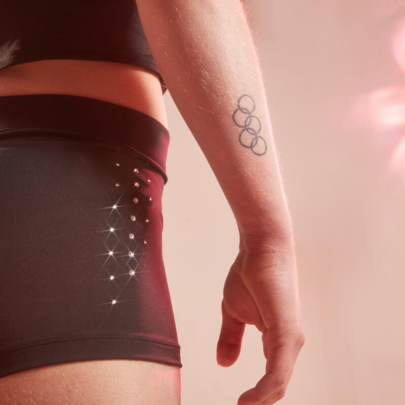 Pantaloncini ginnastica artistica femminile 900 neri con strass
