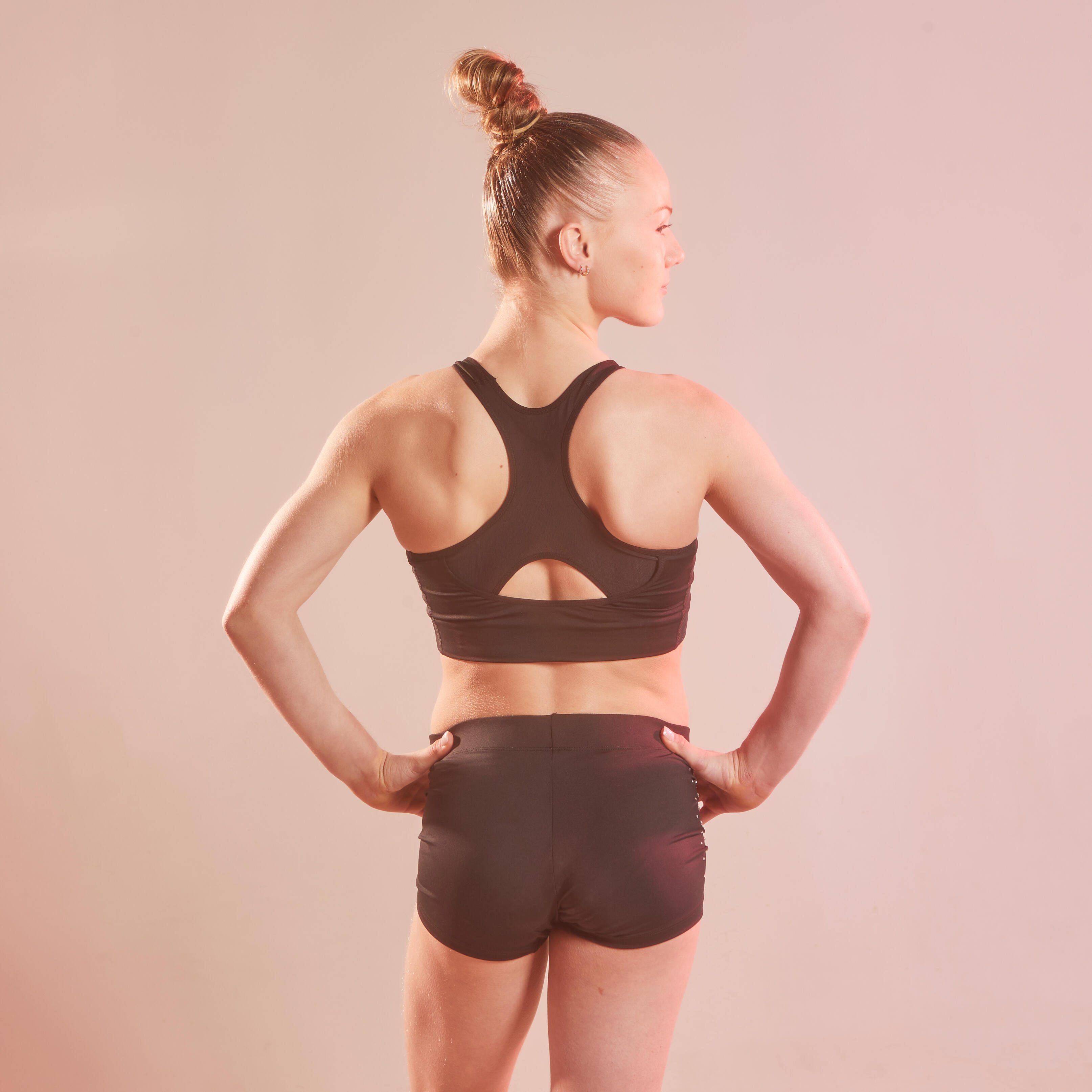 Girls' Gymnastics Sports Bra 500 Black