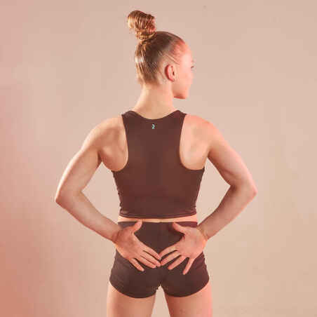 Girls' Muscle Back Gym Crop Top - Black
