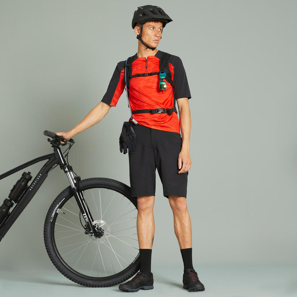 Short-Sleeved Mountain Biking Jersey Expl 500 - Beige