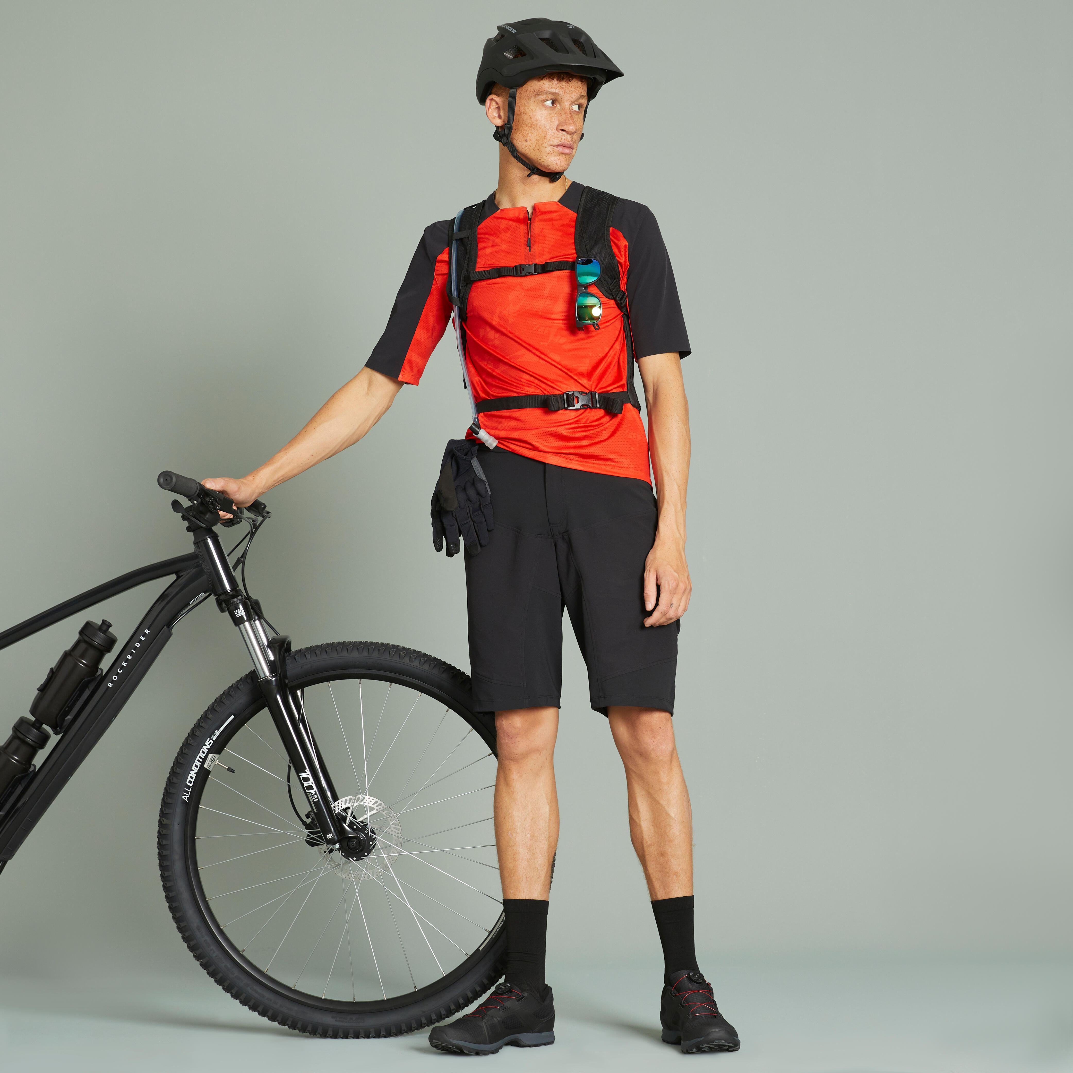 Short de vélo de montagne homme - EXPL 500 noir - ROCKRIDER