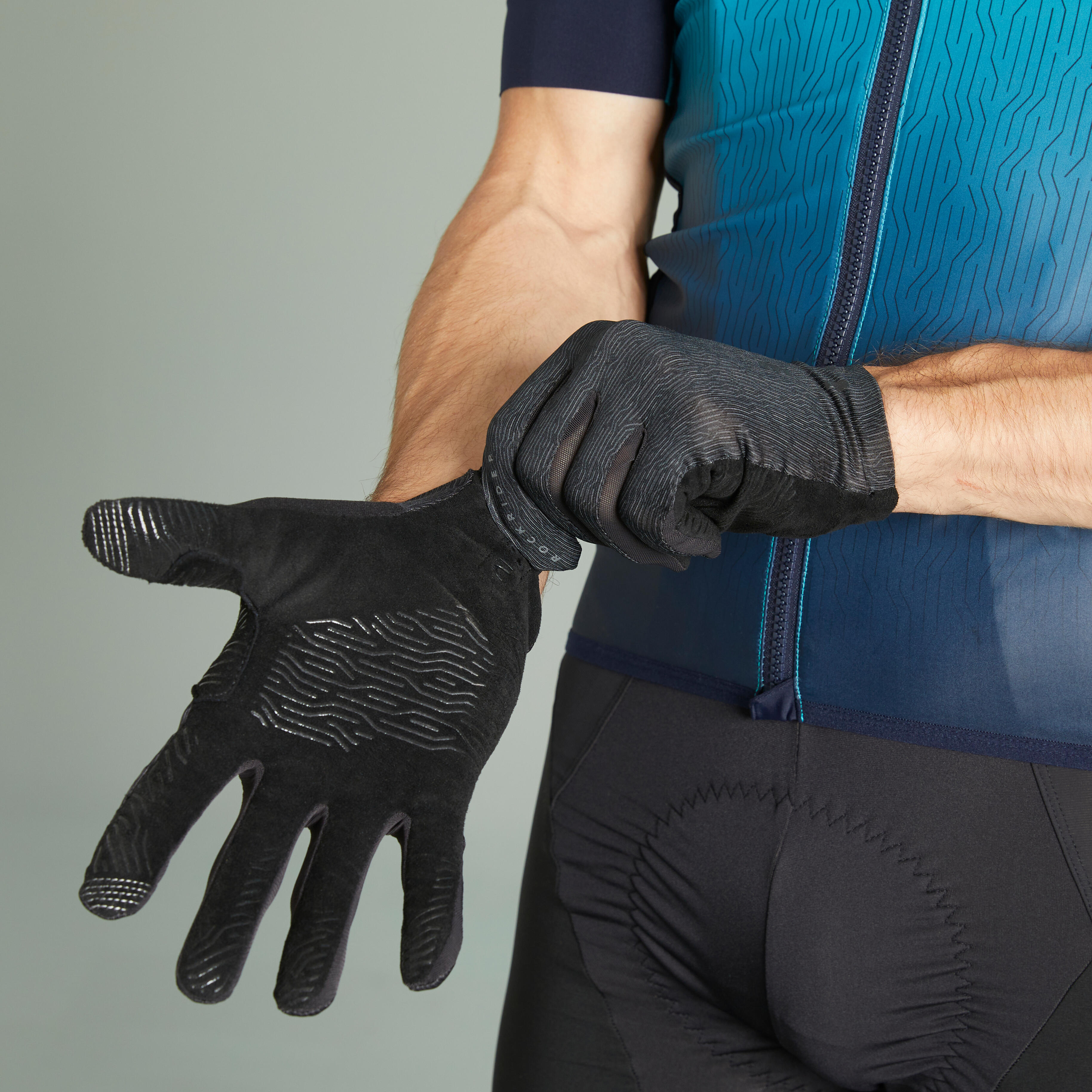 Guantes Bicicleta de montaña RACE agarre negro Decathlon