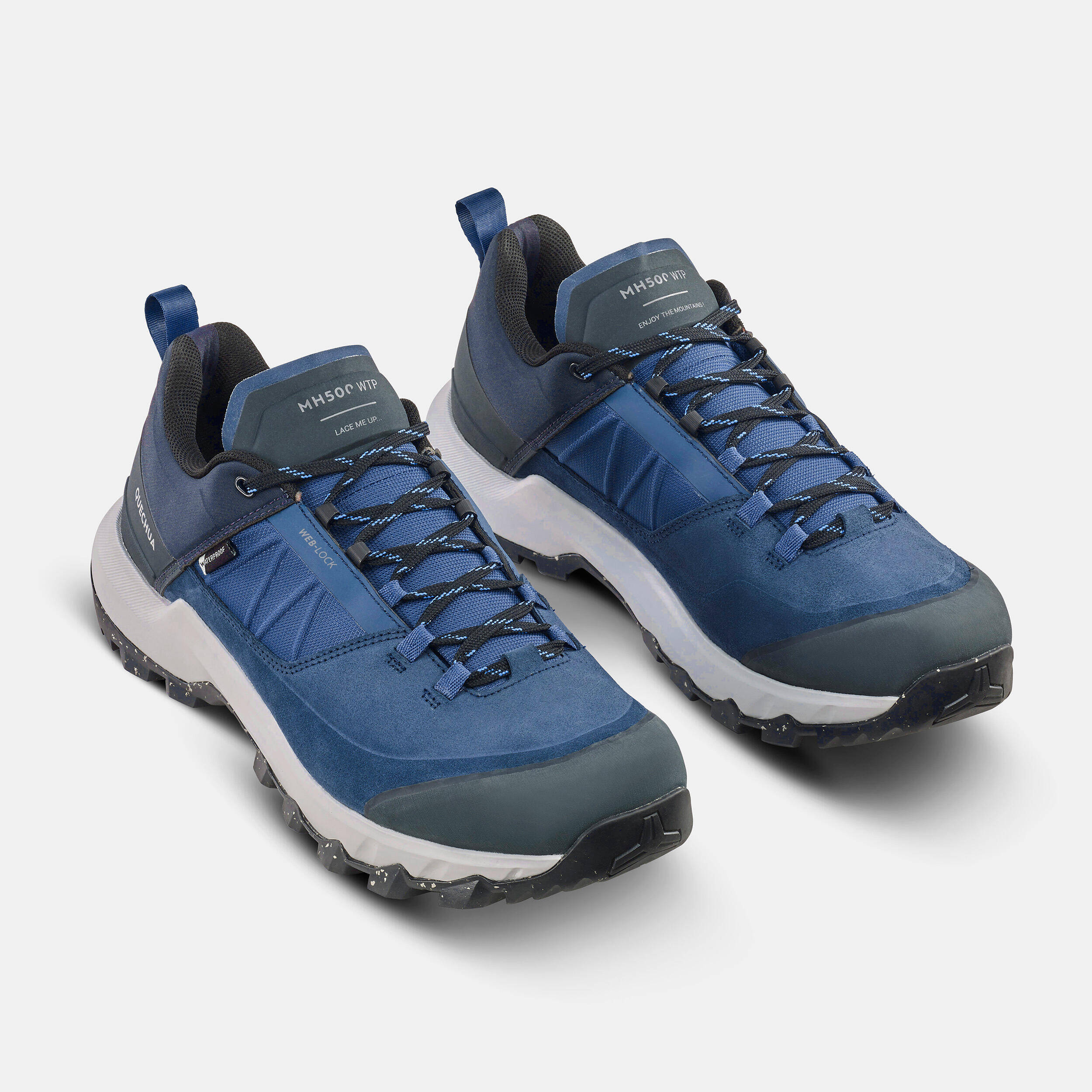 Men Waterproof Hiking Shoes Low Ankle with Cushion Comfort Blue - MH500 -  5