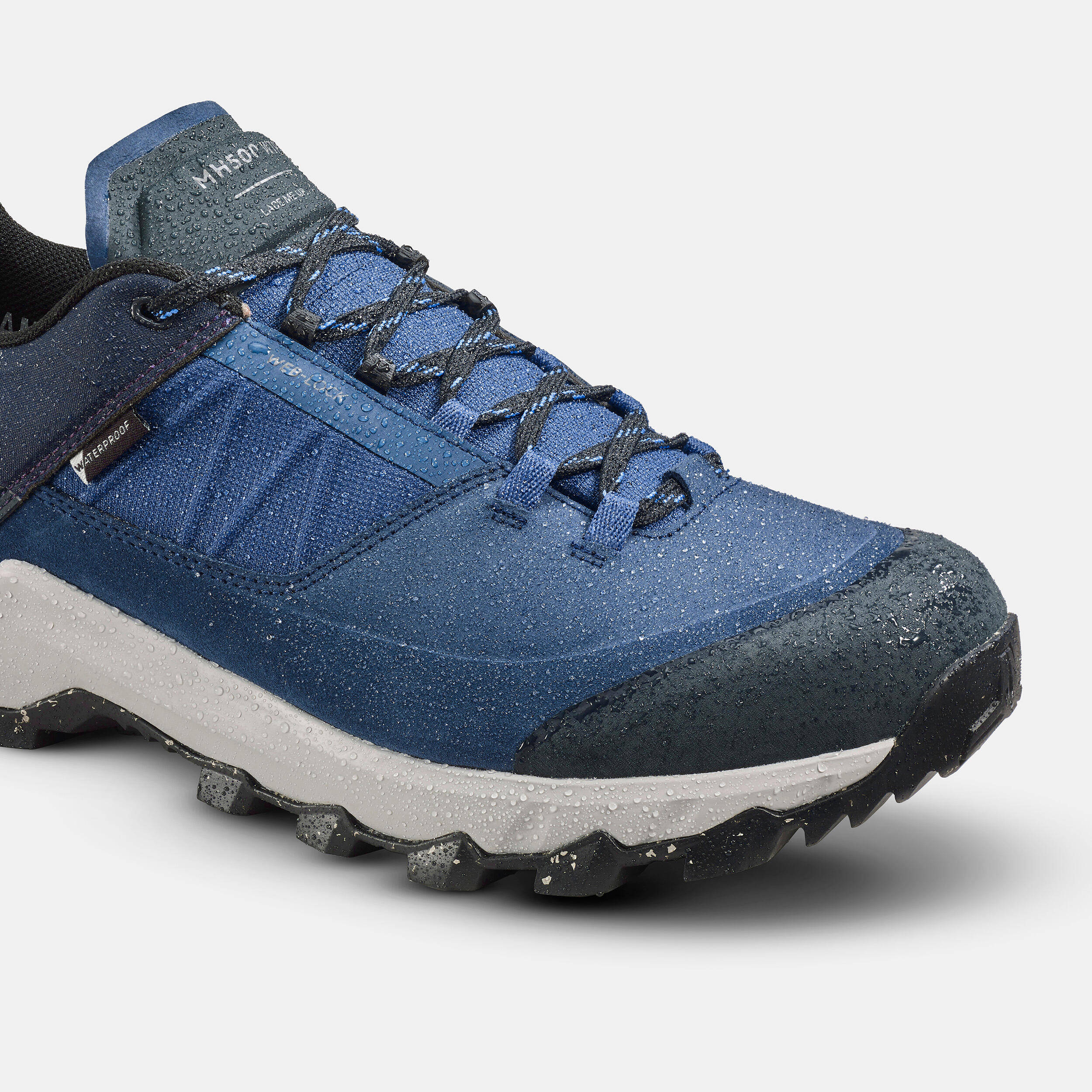 Men Waterproof Hiking Shoes Low Ankle with Cushion Comfort Blue - MH500 -  2