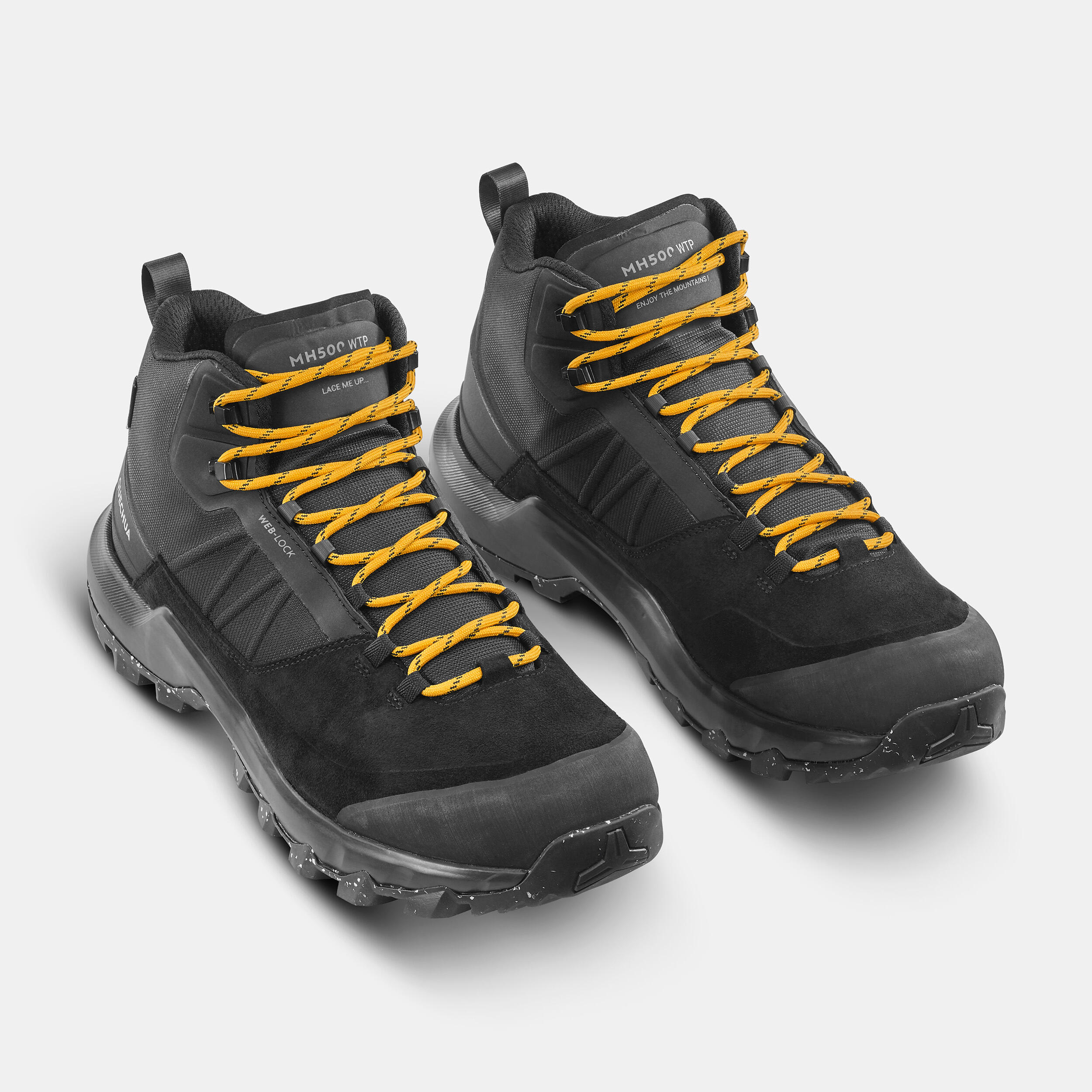 Men's Waterproof Mountain Walking Shoes - MH500 Mid - Black 6/7