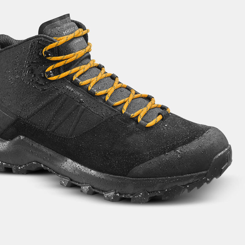 Botas impermeáveis de caminhada na montanha - MH500 Mid Homem Preto 