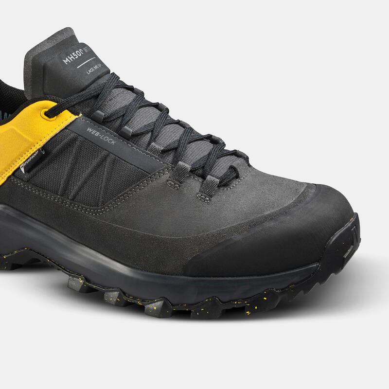 男款防水登山健行鞋 MH500－黑色／黃色