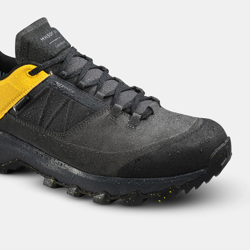 男款防水登山健行鞋 MH500－黑色／黃色