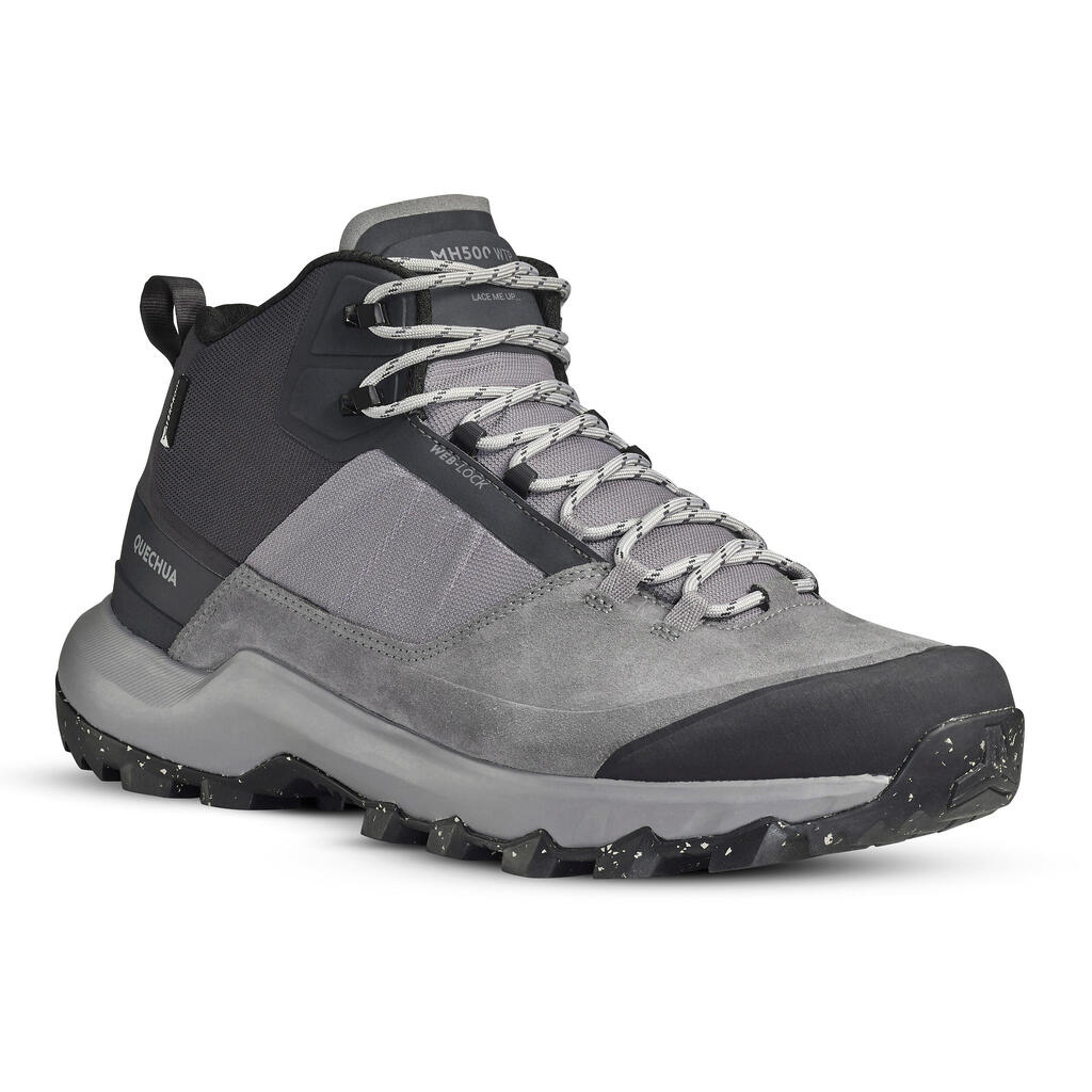 Wanderschuhe Herren halbhoch wasserdicht Bergwandern - MH500 grau