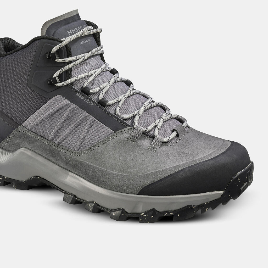 Men’s Waterproof Hiking Shoes - MH500 MID – GREY