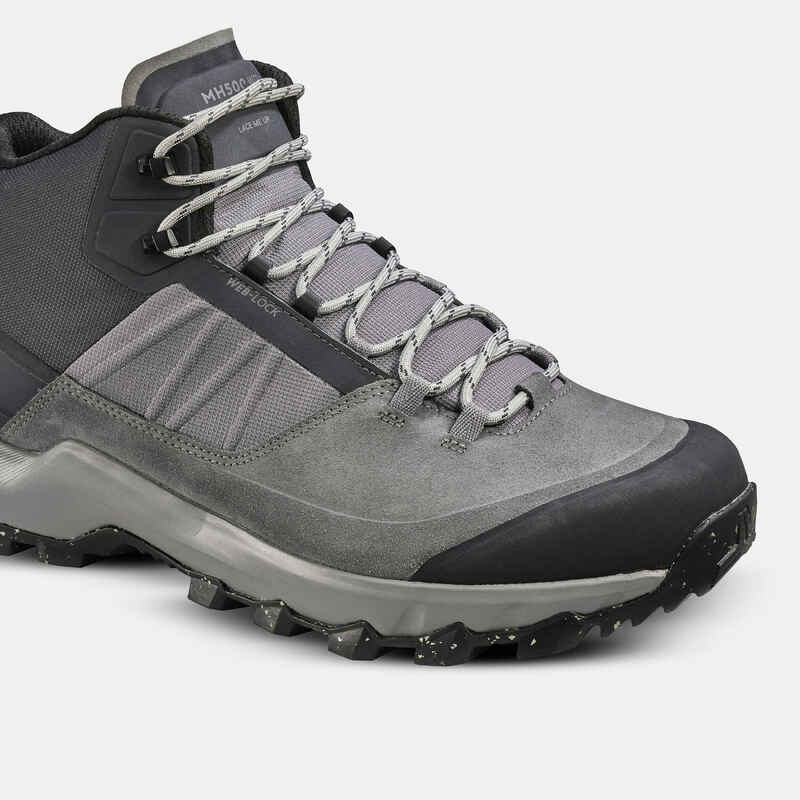 Men's waterproof mountain hiking shoes - MH500 Mid - Grey - Decathlon