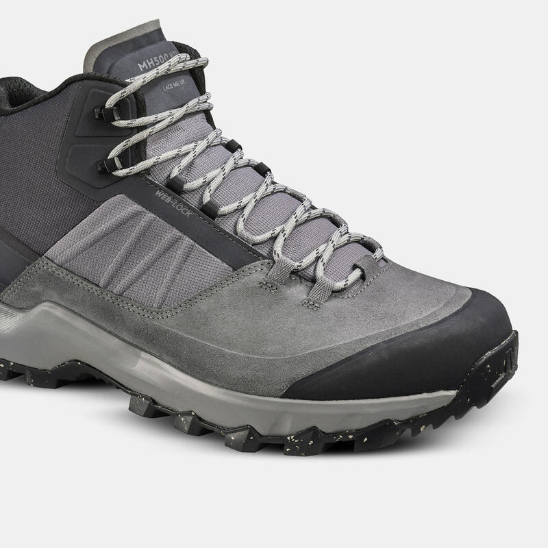 Waterdichte schoenen voor bergwandelen heren MH500 mid grijs