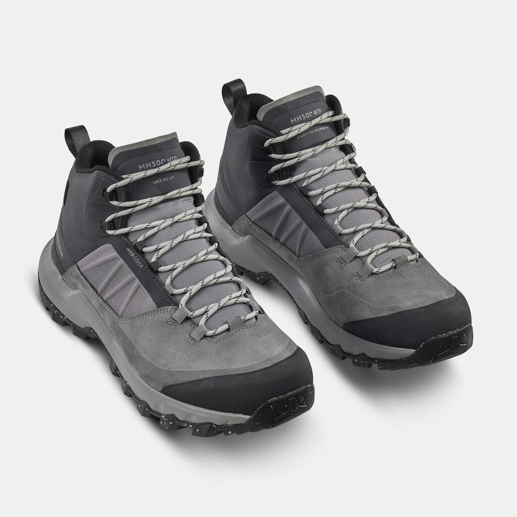 Men's Waterproof Mountain Walking Shoes - MH500 Mid - Black