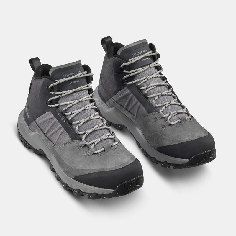 Men’s Waterproof Hiking Shoes - MH500 MID – GREY