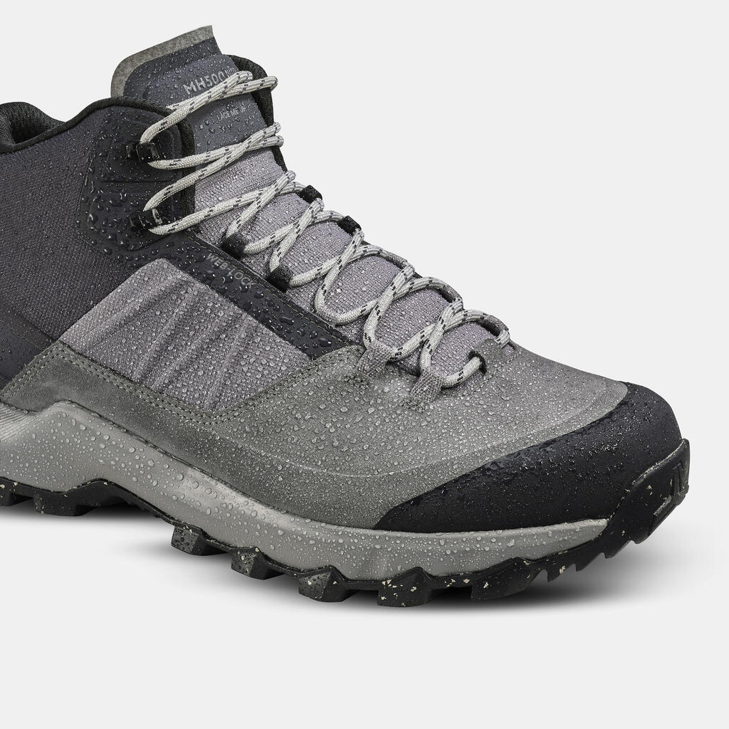 Men’s Waterproof Hiking Shoes - MH500 MID – GREY