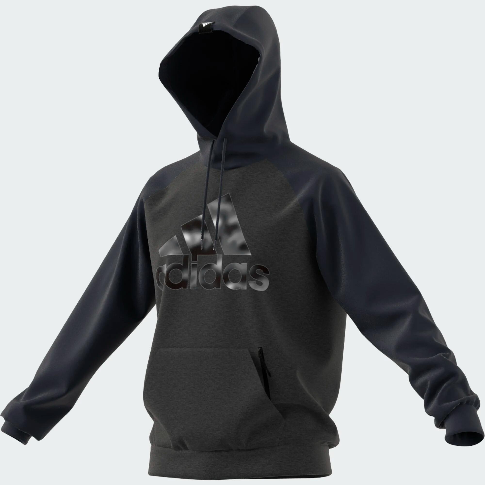 Felpa uomo fitness Adidas con cappuccio grigia 1/7