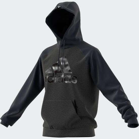 Felpa uomo fitness Adidas con cappuccio grigia