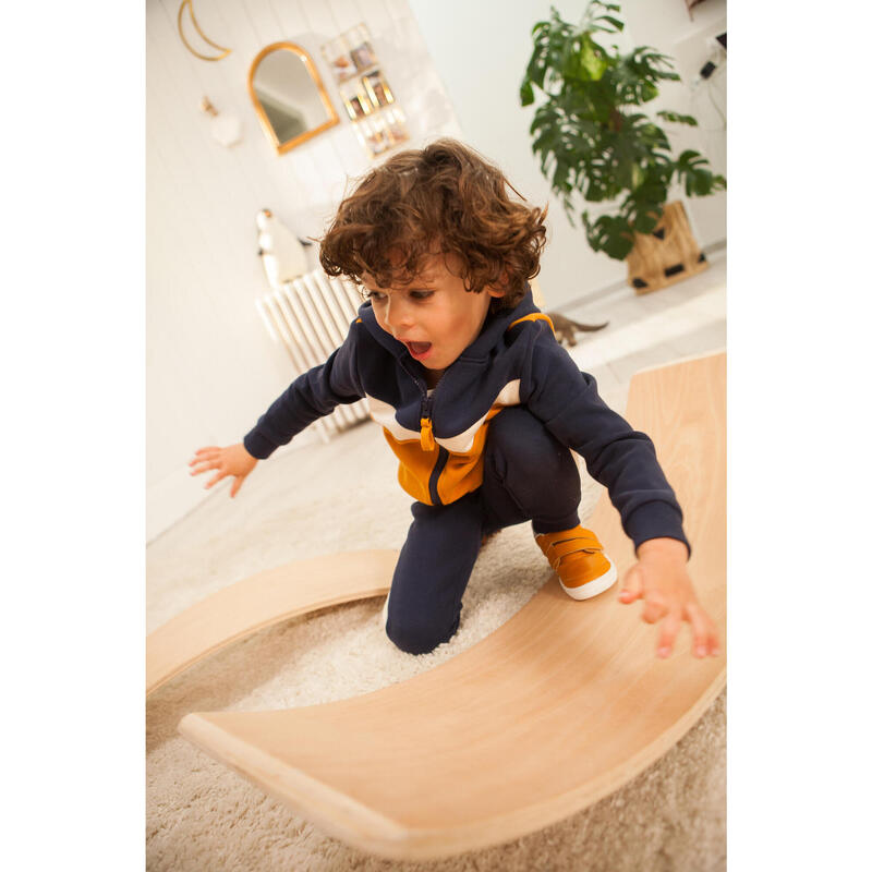 Felpa baby ginnastica blu-cammello