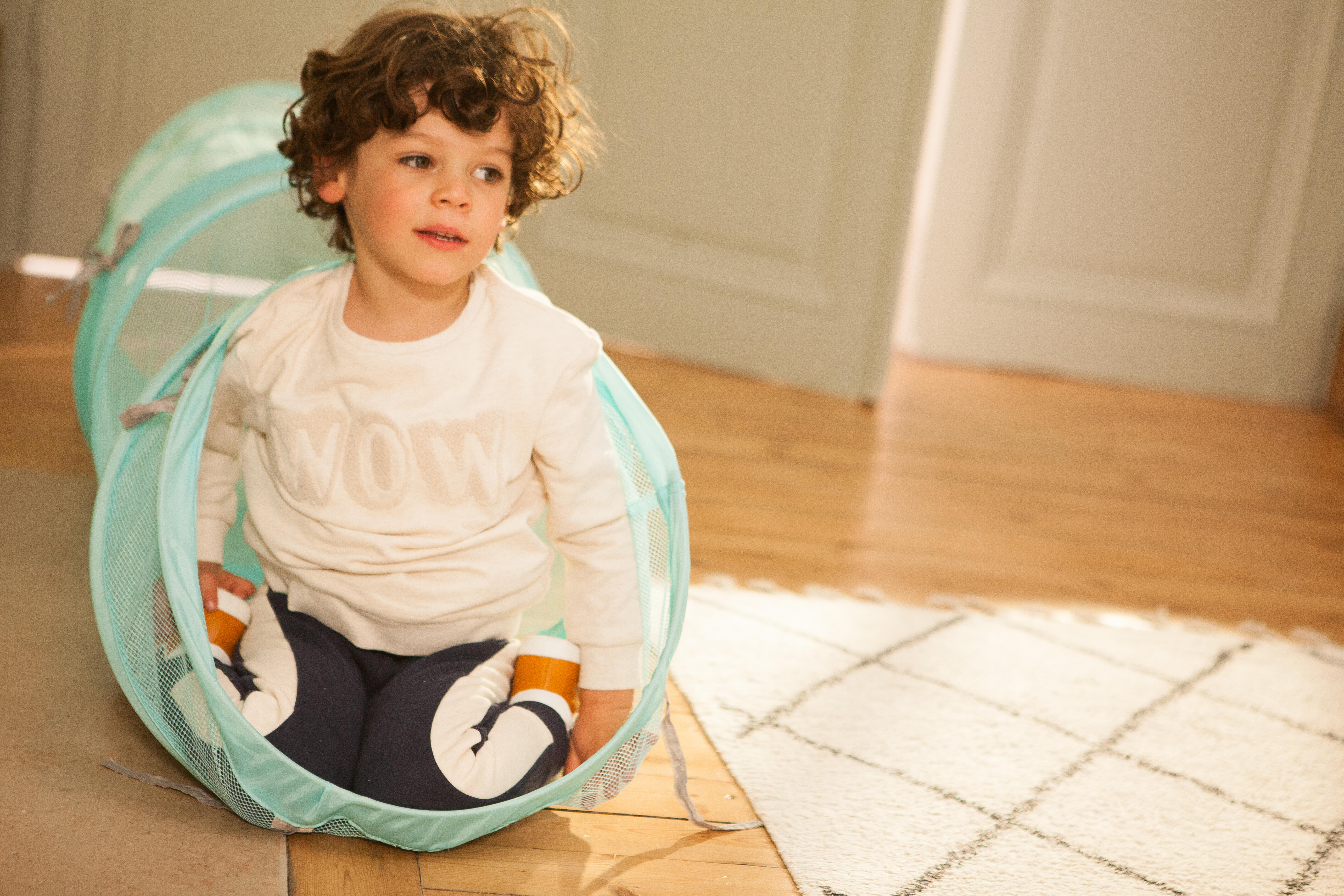 Kids’ Basic Sweatshirt - Beige with Motifs - DOMYOS