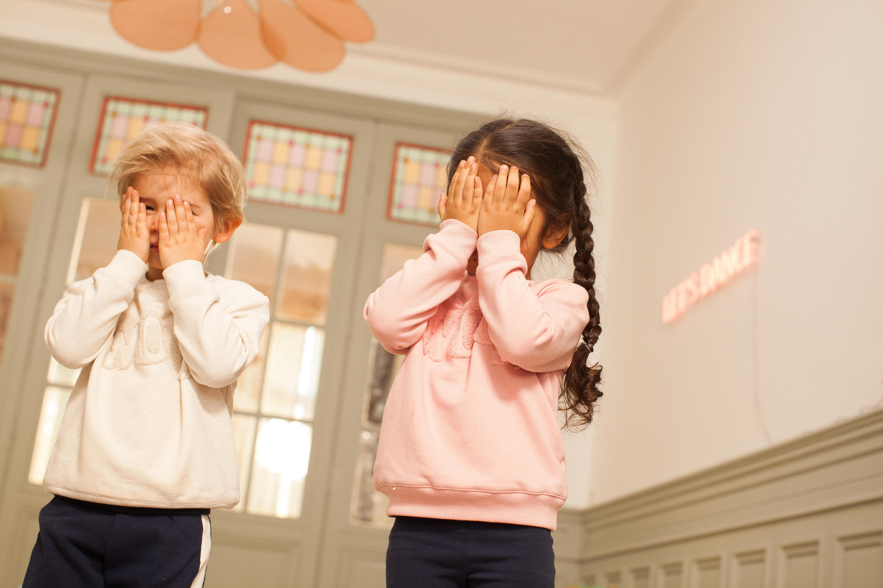 Felpa bambino ginnastica 100 misto cotone panna da 1 a 5/6 anni 14/14